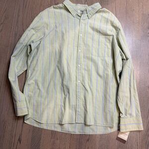 Sonoma Life Style Men's Striped flannel Button Down Shirt Long Sleeve Green XXL